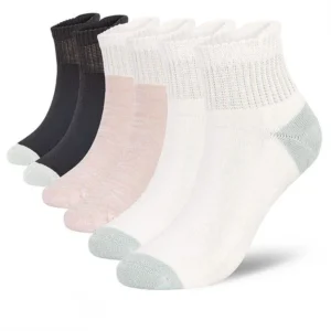 Women white cotton diabetic socks