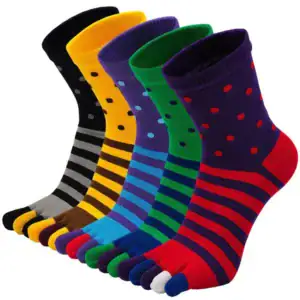Stripe design mens five toe socks