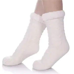 White sherpa socks winter warm