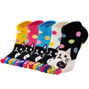 Colorful ankle five toe socks