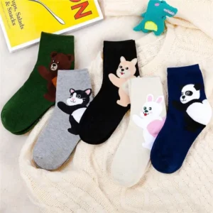 Cat dog print cotton socks