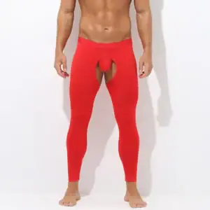 Mens thermal leggings open fly comfort detail