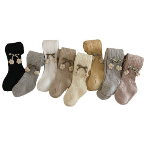 Girls cable knit bow tights wholesale