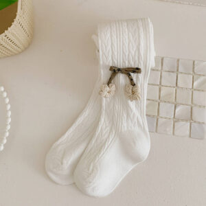 Wholesale little girls tights knit bow low MOQ