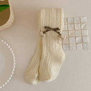 Small batch custom girls tights knit bow design