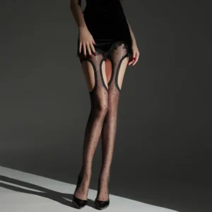 Fake suspender shiny tights for wholesale buyers